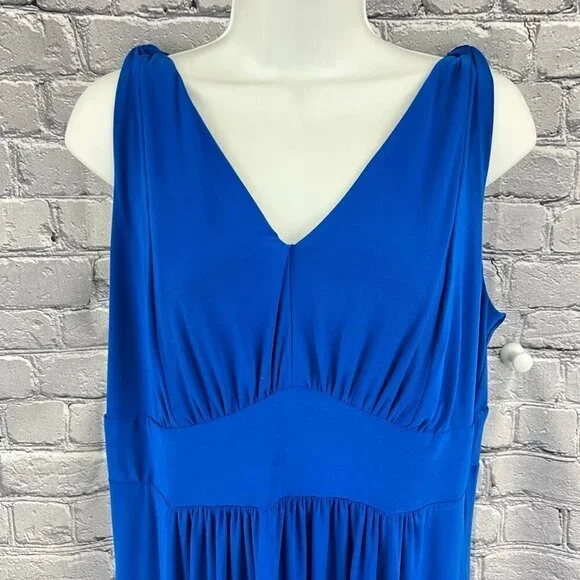 Travelsmith Blue Blue Ruffle Hem Knit Knotted Straps Maxi Dress Size M - Picture 6 of 11